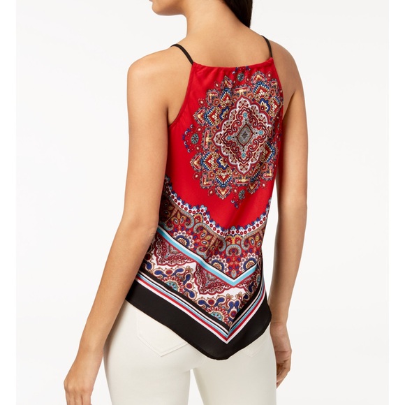 BCX juniors bandana style scarf print asymmetrical hem point tank top•Sz: S• EUC - Picture 6 of 6